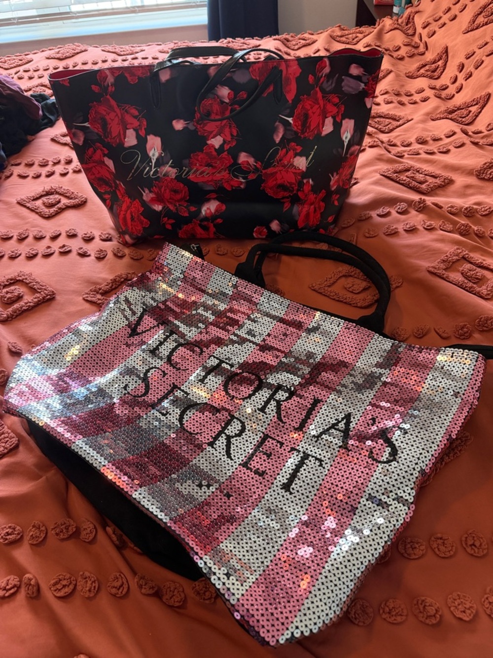Victoria's Secret Pink, Silver & Black Sequin Tote - price is for both together